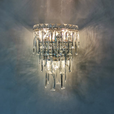 Zeitgenössische Luxus Kristall Quaste Halb Pfosten 1-Licht Wandleuchte Lampe für Wohnzimmer 