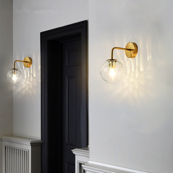 Contemporary Scandinavian Round Ball Iron Glass 1-Light Wall Sconce Lamp For Bedroom