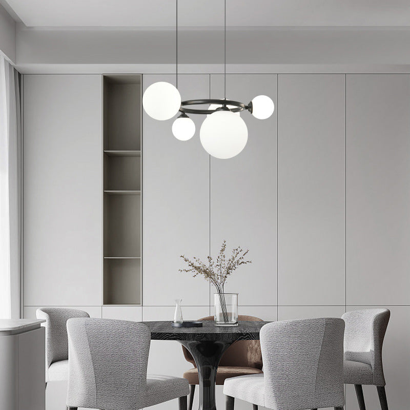Lustre moléculaire moderne du milieu du siècle en cuivre avec cadre rond en verre Magic Bean 5/7/9 lumières pour salon 