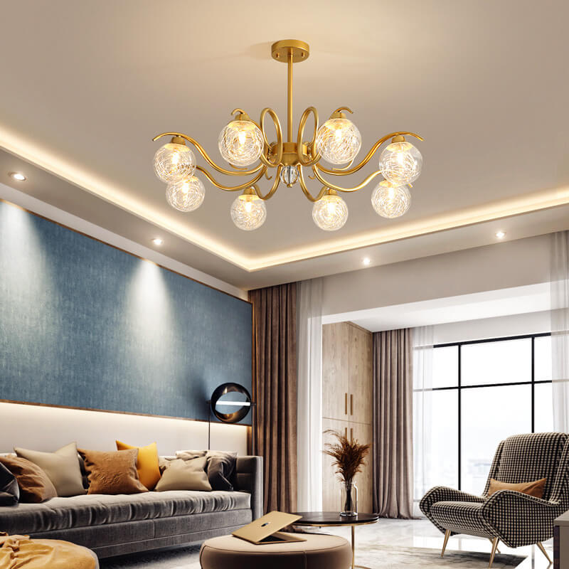 Modern Luxury Magic Bean Glass Gold Branch 6/8/10 Light Chandelier for Living Room