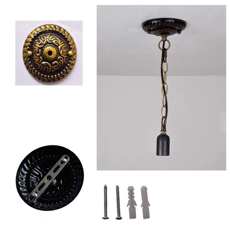 Lustre suspendu traditionnel Tiffany en forme de dôme rond en verre teinté avec 1 lumière pour salon 
