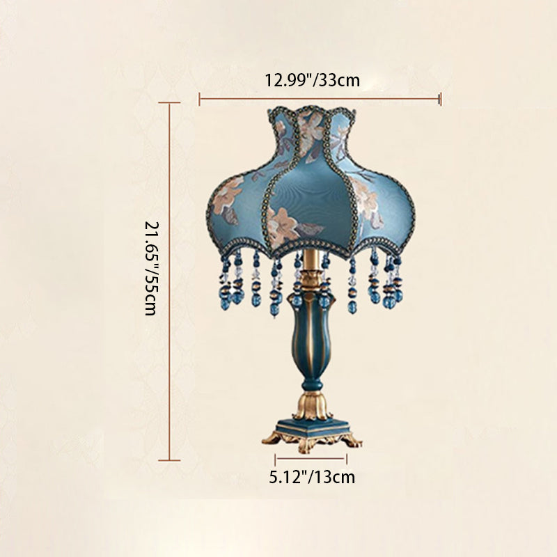 Lampe de table 1 lumière en résine avec tissu traditionnel de style européen pour chambre 