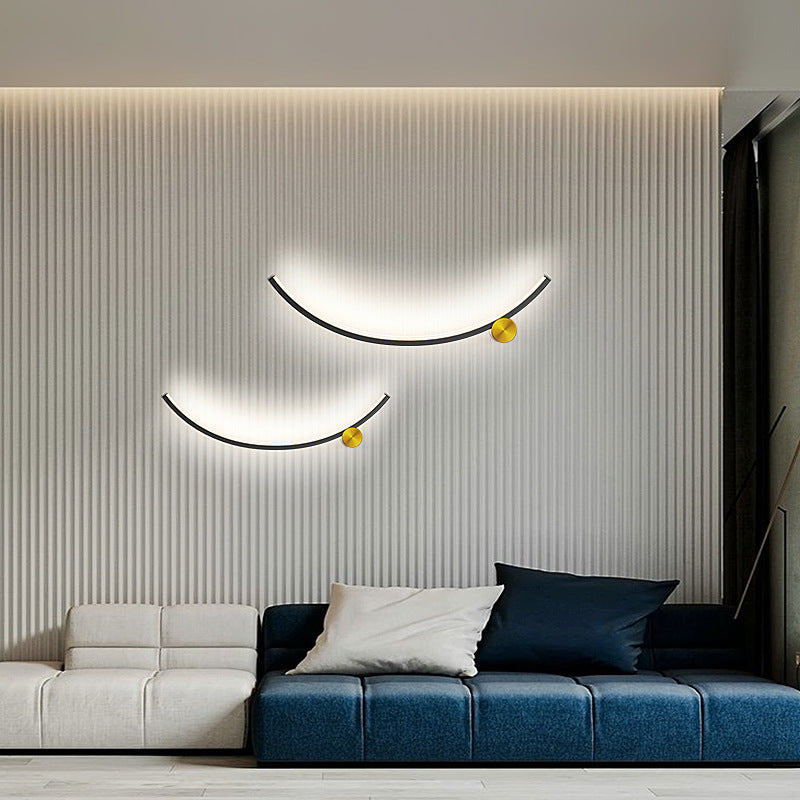 Moderne minimalistische Arc Aluminium Streifen Acryl LED Wandleuchte Lampe für Wohnzimmer 