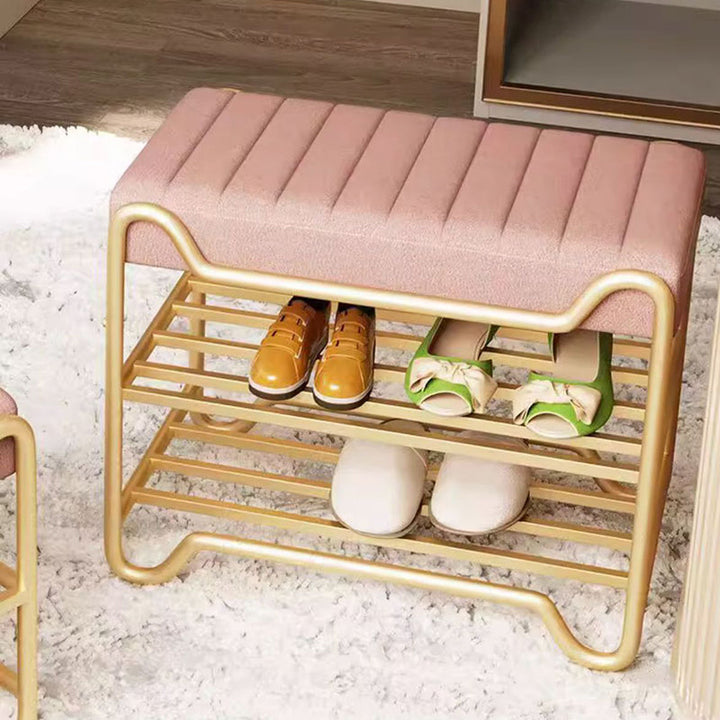 Modern Luxury Upholstered Rectangular Synthetic Fabric Sponge Portable Footstool Backless Armless For Entryways
