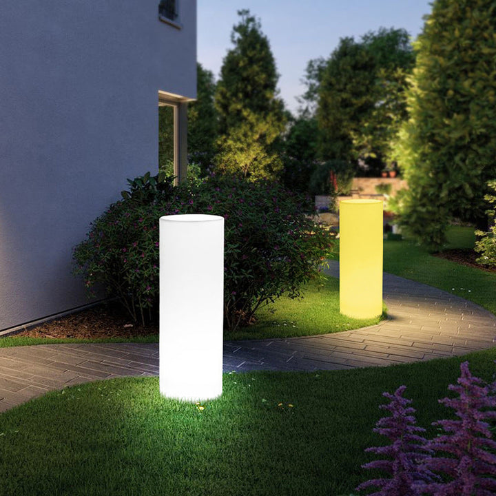 Lampe de jardin moderne minimaliste solaire étanche à LED PE en forme de cylindre avec fiche de sol 