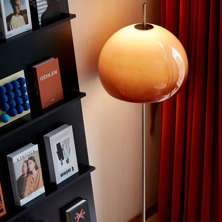 Lampe de sol contemporaine rétro en verre avec matériel en forme de champignon à 2 lumières pour salon 