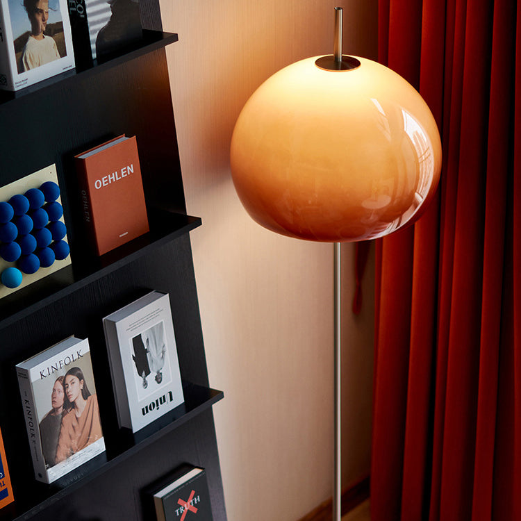 Contemporary Retro Mushroom Hardware Glass 2-Light Standing Floor Lamp For Living Room