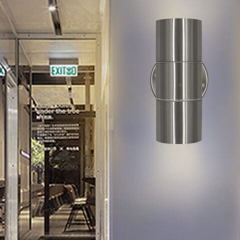 Modern Minimalist Stainless Steel Glass Cylinder 2-Light Wall Sconce Lamp For Hallway