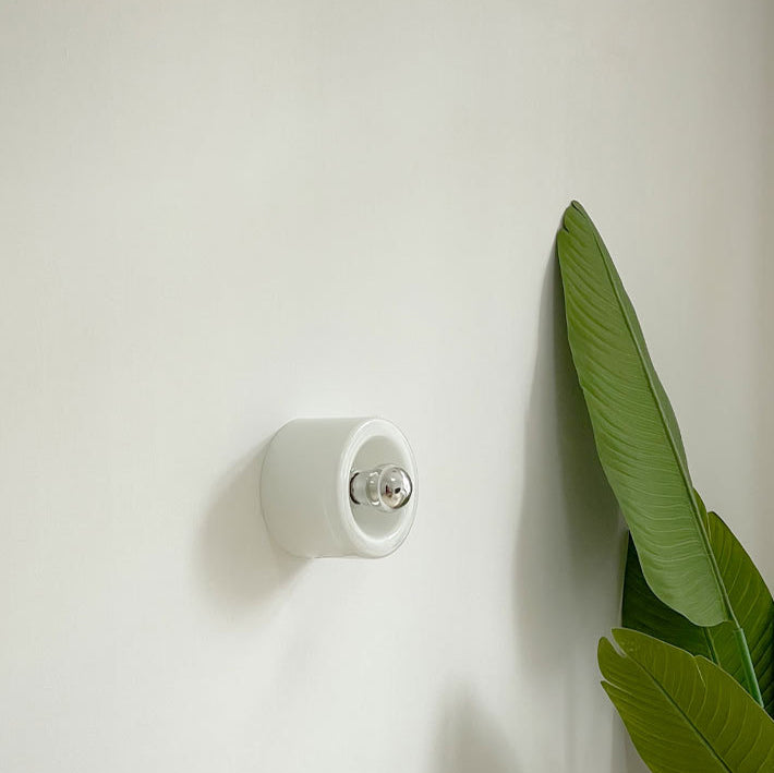 Moderne Mid-Century Runde Eisen Glas 1-Licht Wandleuchte Lampe für Wohnzimmer 