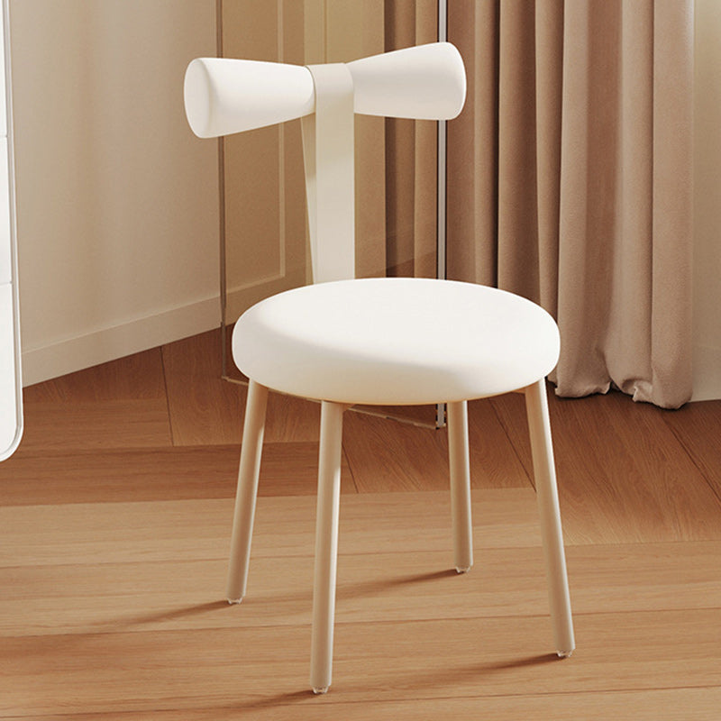 Tabouret de coiffeuse sans dossier en tissu rond crème Art Déco moderne en fer pour chambre 