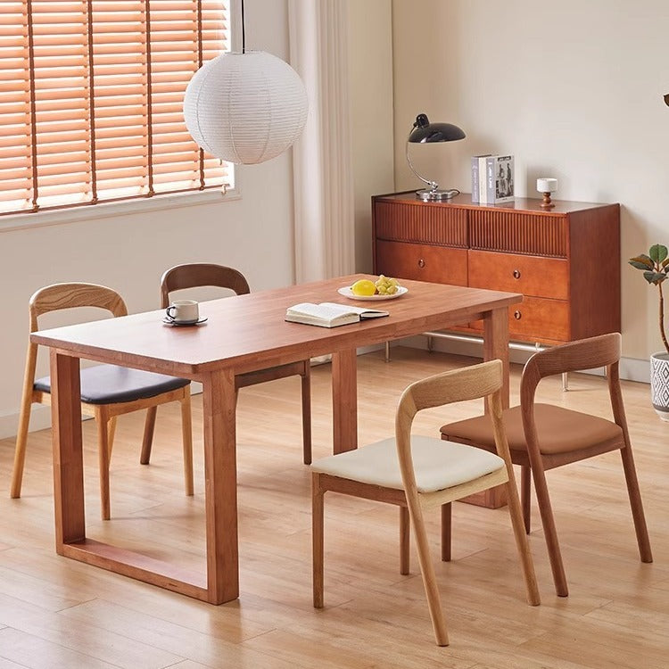 Traditioneller Vintage Stuhl mit quadratischem, geflochtenem Seilsitz, Holzrahmen, Rückenlehne ohne Armlehnen für Esszimmer 