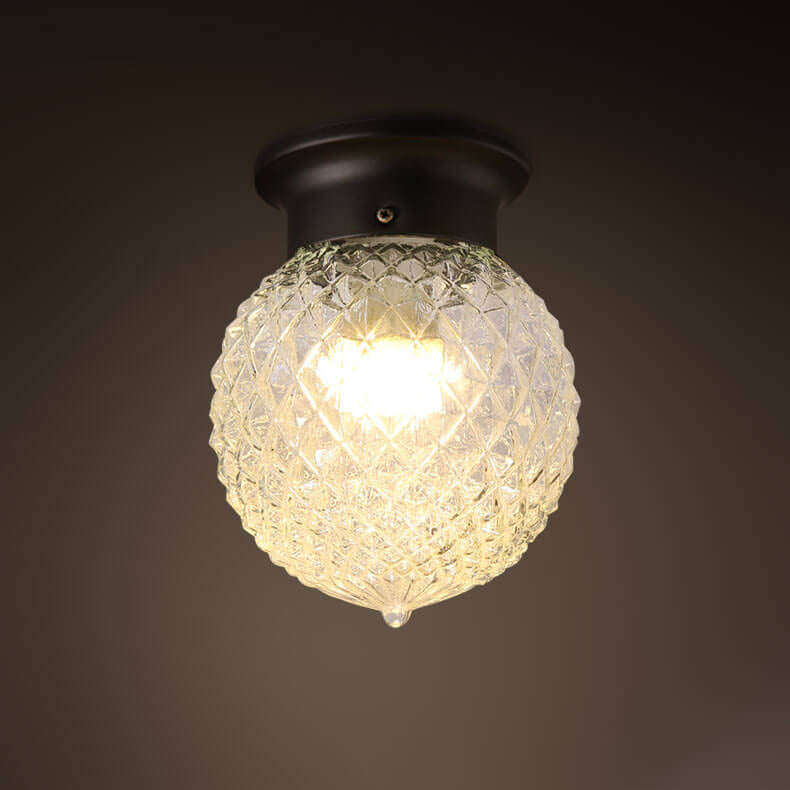 Modern Minimalist Glass Sphere 1-Light Semi-Flush Mount Ceiling Light
