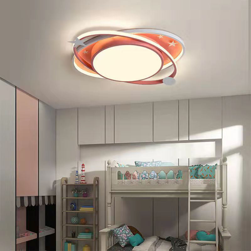 Moderno Arte Deco Noche Estrellada Redondo Ovalado Acrílico Aluminio LED Luz de Techo Empotrada Para Dormitorio 