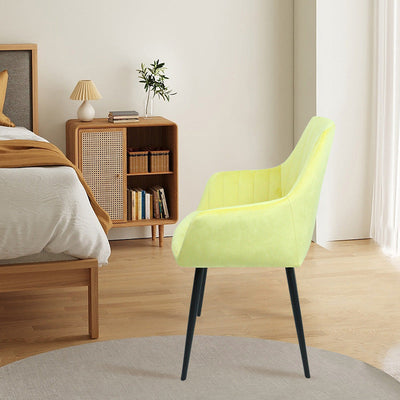 Moderna Minimalista Cuadrada Silla de Comedor de Hierro con Tela de Terciopelo y Esponja Cuatro Patas Reposabrazos Respaldo Para Comedor 
