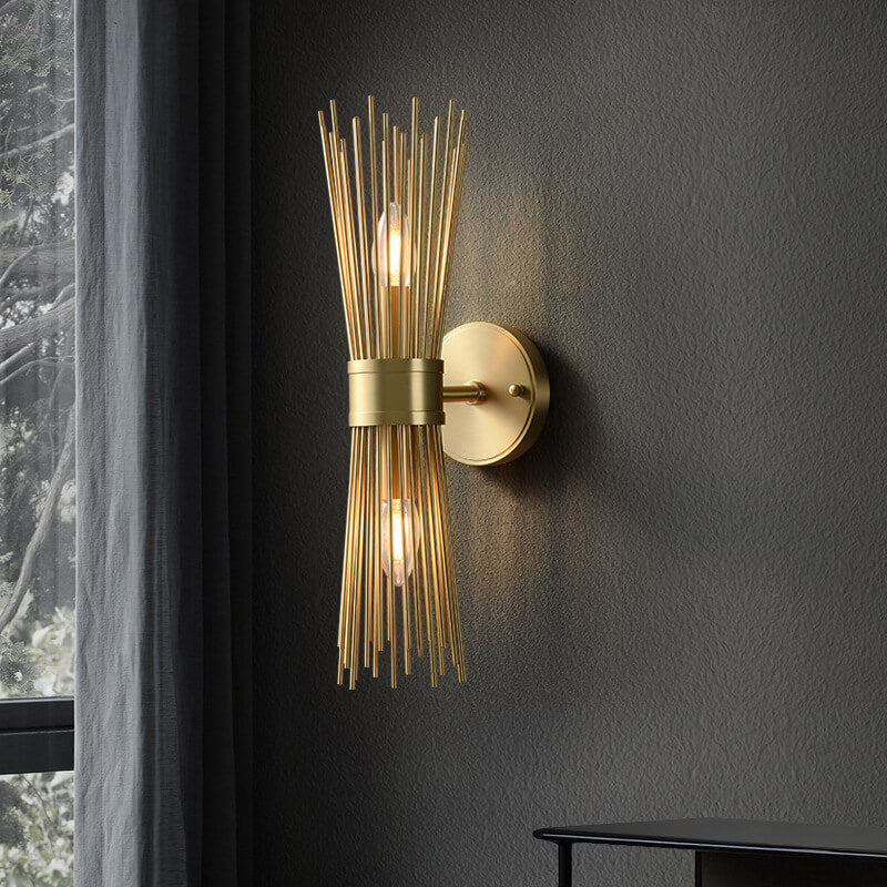 Aplique de pared moderno de lujo en cobre con diseño de rama, columna, de 1/2 luces, para dormitorio 