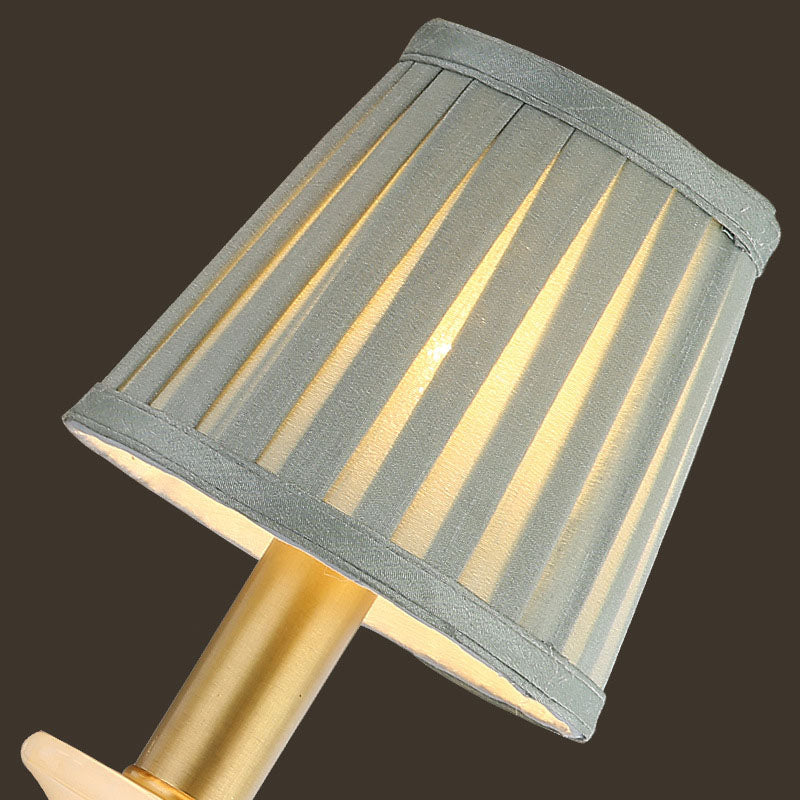 Traditional French Provincial Fabric Cone Copper Curved Arm 1//2 Light Wall Sconce Lamp