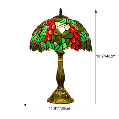 Traditionelle Tiffany Dome Flower Aluminium Glas 1-Licht Tischlampe für Schlafzimmer 