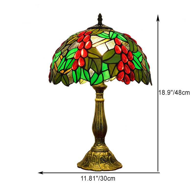 Traditionelle Tiffany Dome Flower Aluminium Glas 1-Licht Tischlampe für Schlafzimmer 