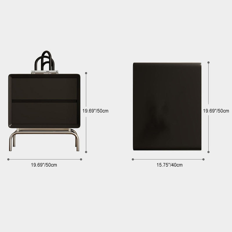 Table de chevet rectangulaire en bois et acier inoxydable minimaliste moderne à 2 tiroirs pour salon 