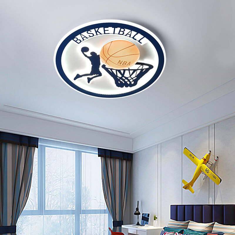 Creative Simplicity NBA Basketball Acrylic LED Kids Flush Mount Ceiling Light