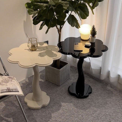 Table d'appoint contemporaine en forme de pétale nordique en bois et fer pour salon 
