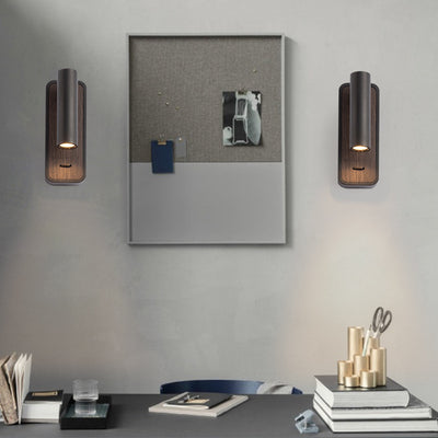 Lámpara de Aplique de Pared LED de Cilindro Giratorio Moderno Minimalista de Aluminio y Acrílico para Dormitorio 