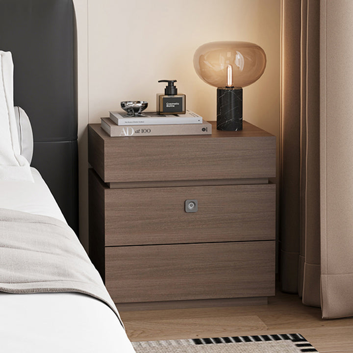 Contemporary Luxury Rectangular Plywood Eucalyptus Wood Nightstand 3-Drawer For Bedroom