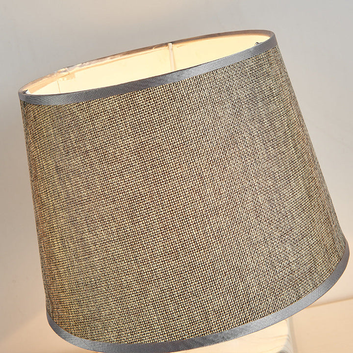 Contemporary Vintage Cylinder Vase Base Ceramic Fabric 1-Light Table Lamp For Bedroom