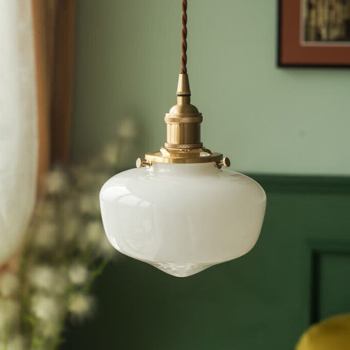 Nordic Vintage Lantern Brass Glass 1-Light Pendant Light
