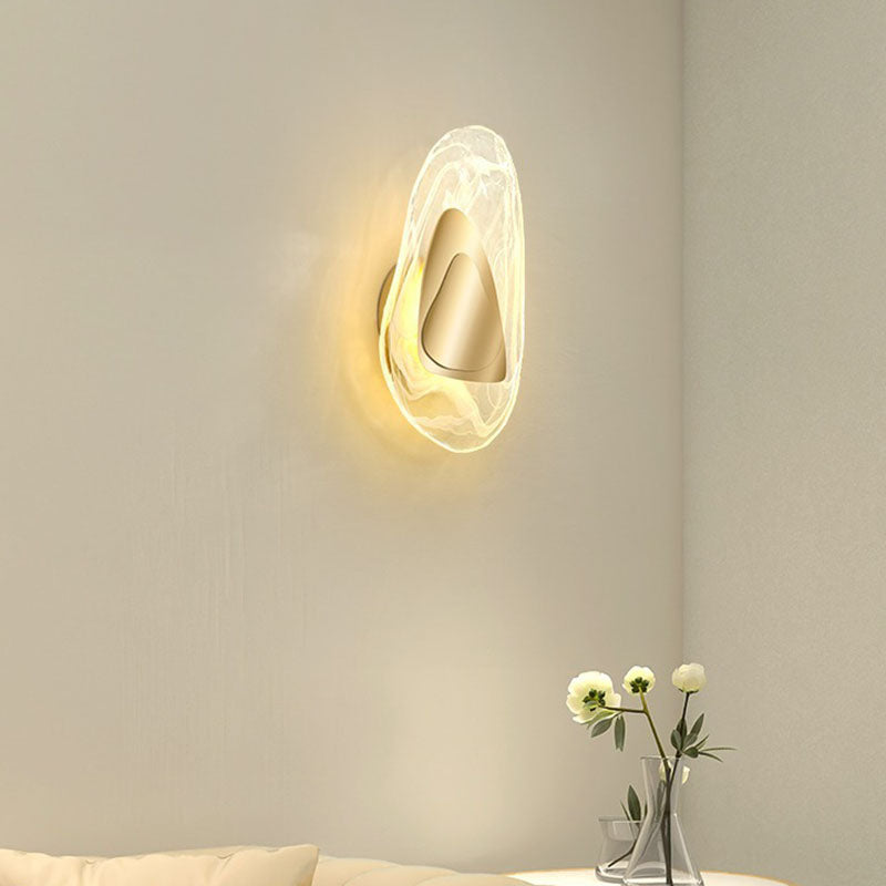 Contemporary Creative Irregular Oval Iron Crystal LED Wall Sconce Lamp For Bedroom