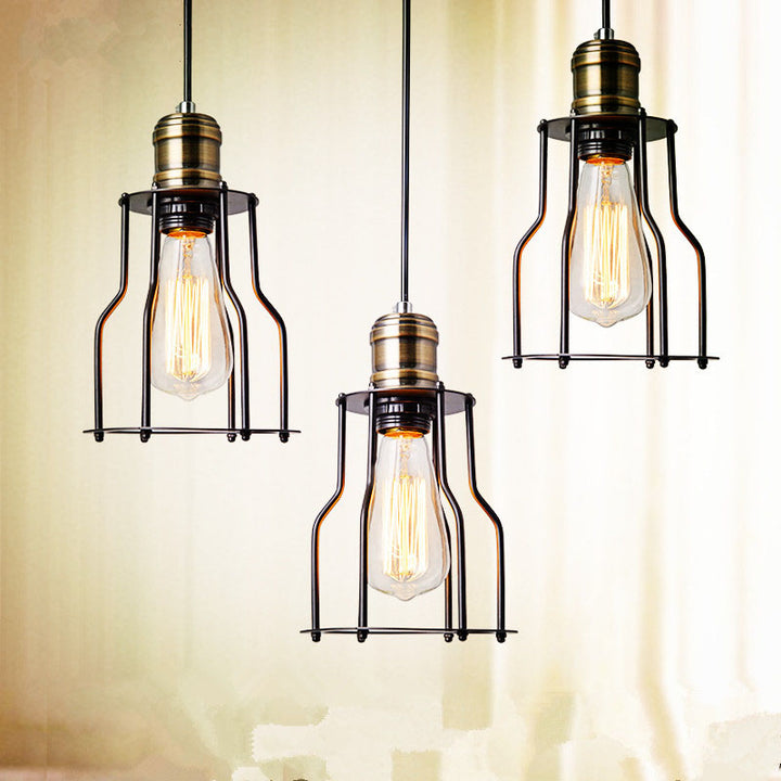Moderne industrielle Pendelleuchte mit 1 Flamme aus Eisen im Hohlkäfig-Glasdesign für das Esszimmer 