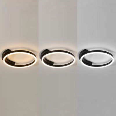 Modern Minimalist Acrylic Shade Aluminum Iron Circle Ring LED Flush Mount Ceiling Light For Living Room