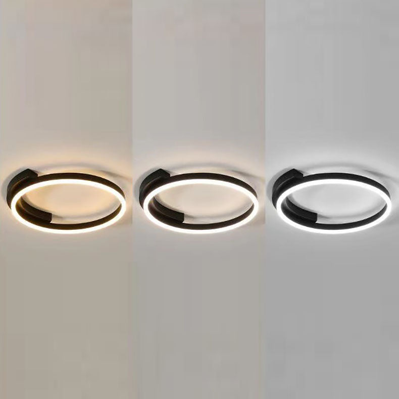 Modern Minimalist Acrylic Shade Aluminum Iron Circle Ring LED Flush Mount Ceiling Light For Living Room