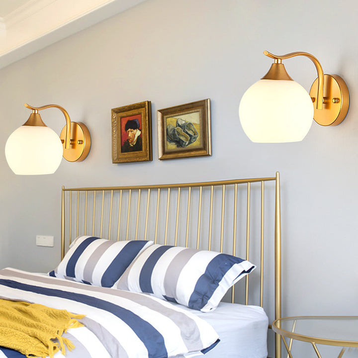 Lámpara de Aplique de Pared de Simplicidad Moderna de Hierro y Vidrio con 1/2 Luces para la Mesita de Noche 