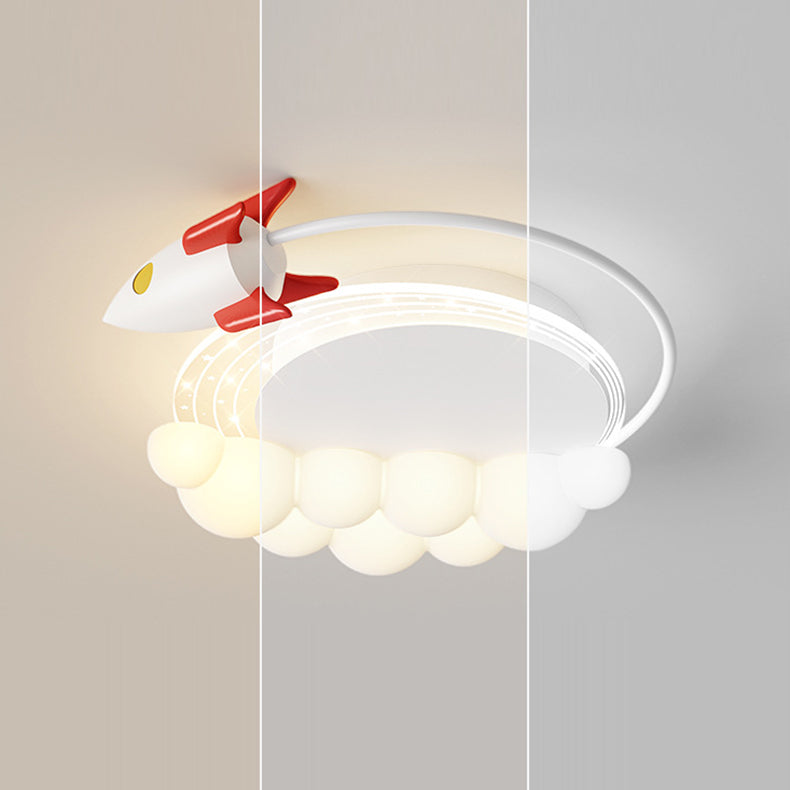Moderne Art Deco Kinder Eisen PE Rakete Wolke Runde LED Unterputz Deckenleuchte Für Schlafzimmer 