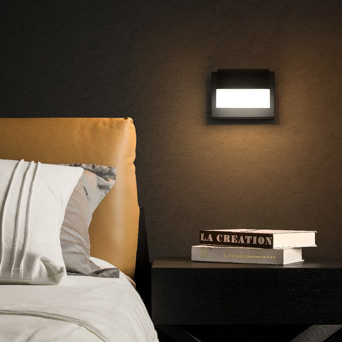Aplique de pared LED de hierro aluminio PS moderno minimalista rectangular para dormitorio 