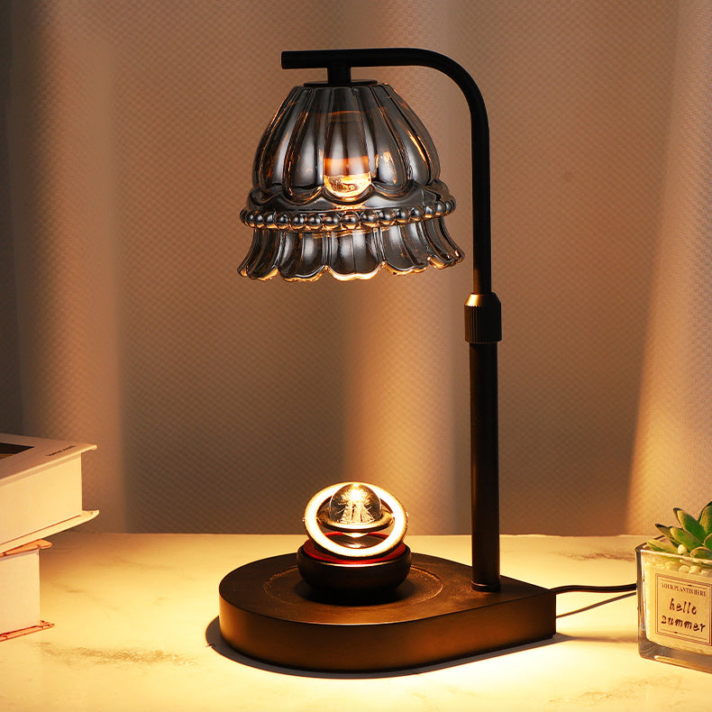 Moderne Art Deco Blume Typ Holz Glas 1-Licht Schmelzen Wachs Tisch Lampe Für Schlafzimmer 