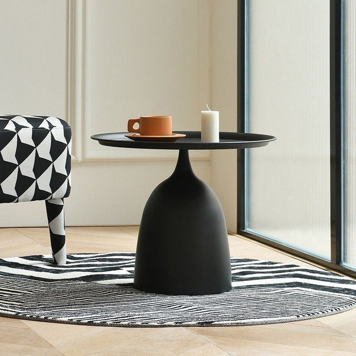 Moderner minimalistischer runder Zylinderfuß Eisen Beistelltisch 1-Tablett für Wohnzimmer 
