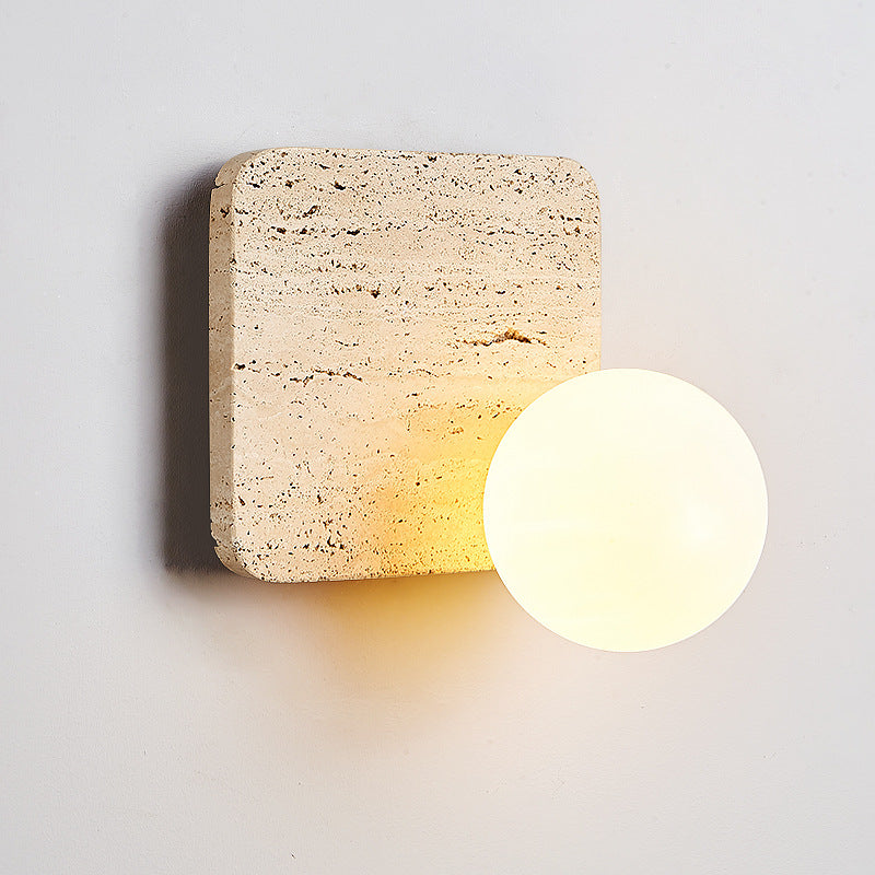 Applique murale moderne minimaliste en pierre carrée avec verre et 1 lumière pour chambre 