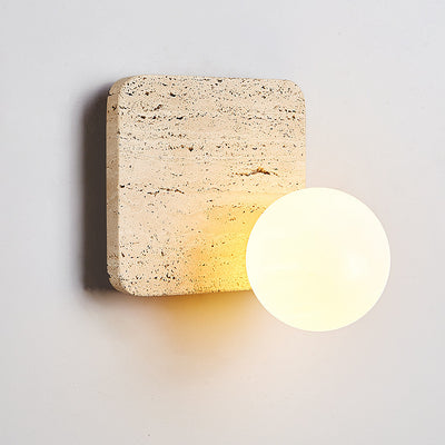 Lámpara de Aplique de Pared de Vidrio de Piedra Cuadrada Minimalista Moderna de 1 Luz para Dormitorio 