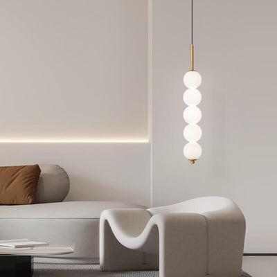 Nordic Creative Brass Spherical Glass Long Strip LED Pendant Light