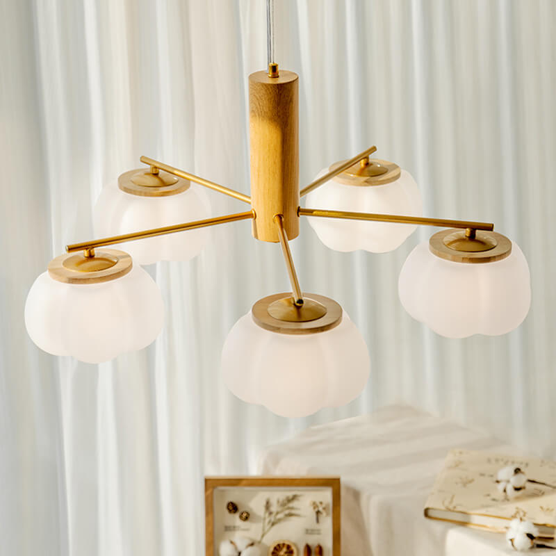Japanischer minimalistischer PE-Baumwollschirm 5/8-Licht Kronleuchter 