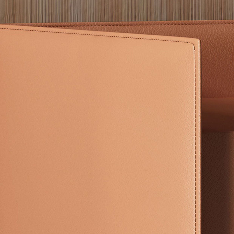 Contemporain scandinave rectangulaire en cuir acier au carbone métal 1-tiroir pour table de chevet 
