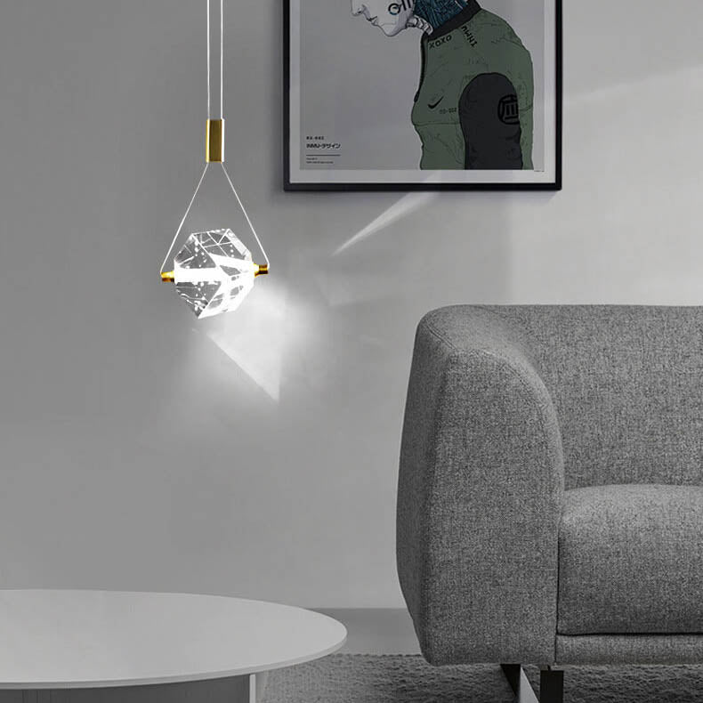 Moderne Art Deco Diamant Kristall Geometrische Kupfer LED Pendelleuchte für Wohnzimmer 