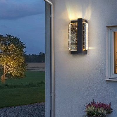 Applique Murale Extérieure LED Moderne Minimaliste Imperméable en Fer et Cristal Rectangulaire Pour Jardin 