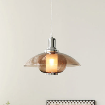 Zeitgenössische nordische bernsteinfarbene Glasscheibe aus Eisen mit 1 Licht für Wohnzimmer 