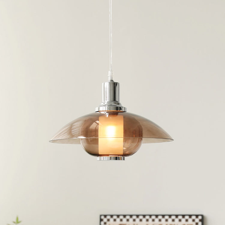 Zeitgenössische nordische bernsteinfarbene Glasscheibe aus Eisen mit 1 Licht für Wohnzimmer 