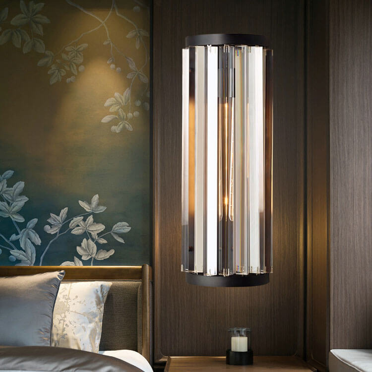 Vintage Minimalist Half-Cylinder Crystal 1-Light Wall Sconce Lamp