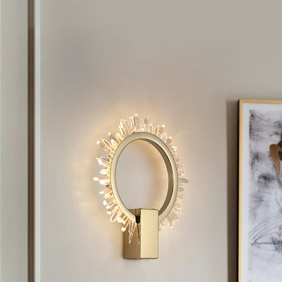 Zeitgenössische Luxus Edelstahl Kristall Sonnenblumen Design LED Wandleuchte Lampe Für Wohnzimmer 