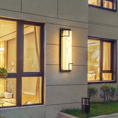 Aplique de pared LED de resina de acero inoxidable rectangular minimalista moderno para patio exterior 